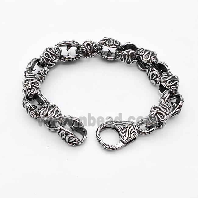 304 Stainless Steel Bracelet Snake Antique Silver