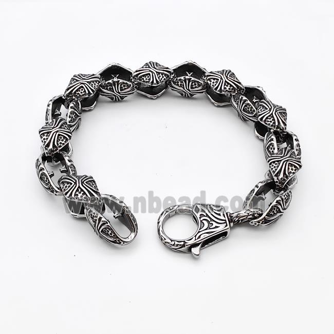 304 Stainless Steel Bracelet Antique Silver