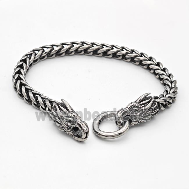 304 Stainless Steel Dragonhead Bracelet Antique Silver