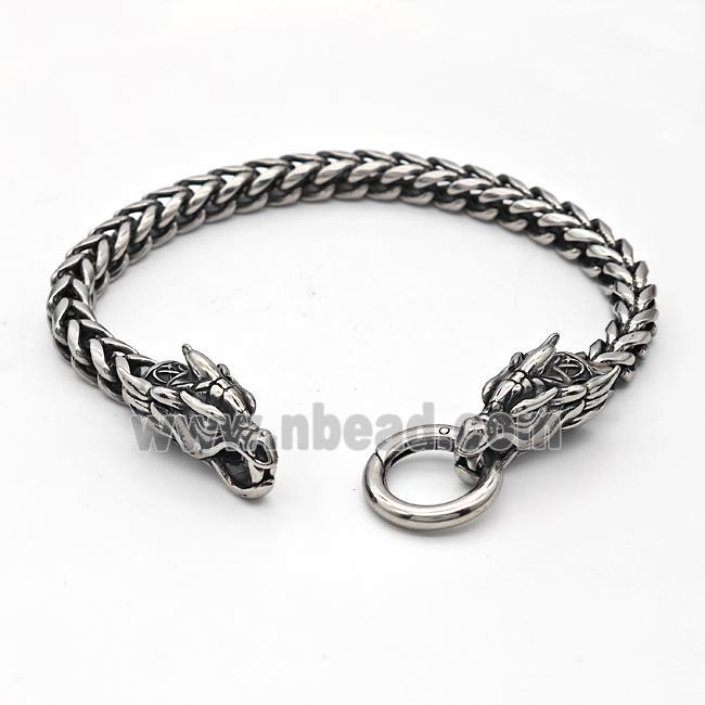 304 Stainless Steel Dragon Bracelet Antique Silver