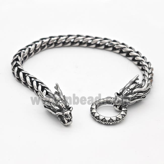 304 Stainless Steel Dragon Bracelet Antique Silver