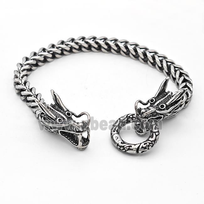 304 Stainless Steel Dragon Bracelet Antique Silver