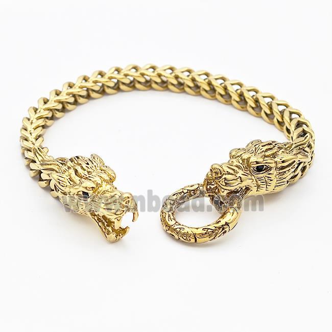 304 Stainless Steel Dragon Bracelet Gold Plated