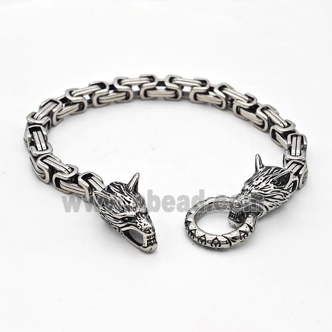 304 Stainless Steel Wolf Bracelet Antique Silver