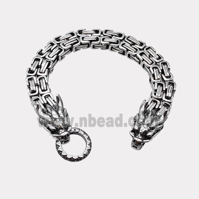 304 Stainless Steel Dragon Bracelet Antique Silver