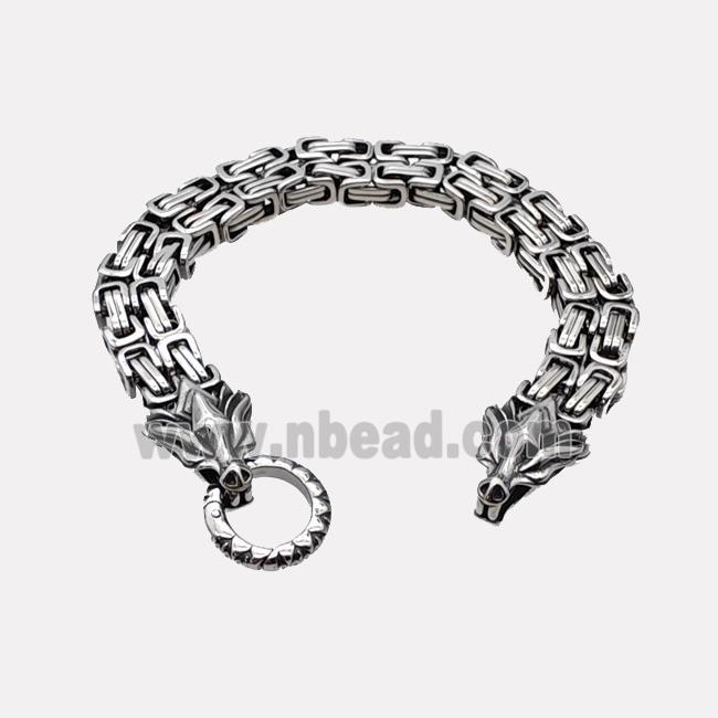 304 Stainless Steel Dragon Bracelet Antique Silver