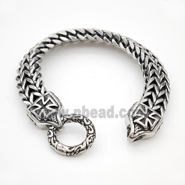 304 Stainless Steel Cross Bracelet Antique Silver