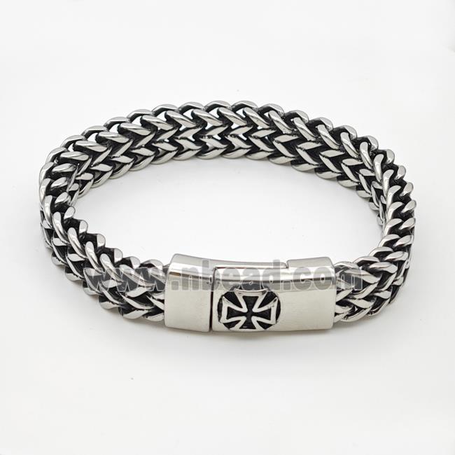 304 Stainless Steel Bracelet Cross Antique Silver