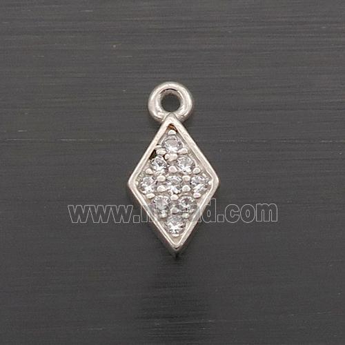 Sterling Silver Pendant Rhombus Pave Zircon