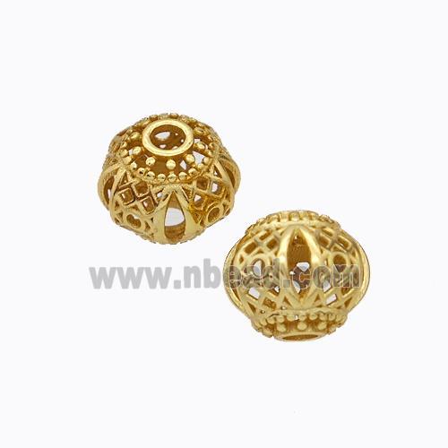 925 Sterling Silver Rondelle Beads Hollow Gold Plated