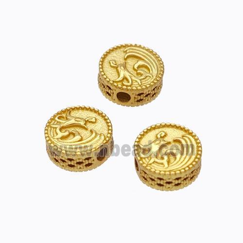 925 Sterling Silver Coin Beads Gold Plated