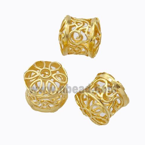 925 Sterling Silver Tube Beads Hollow Gold Plated