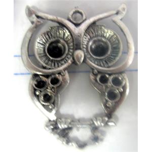 Tibetan Silver owl pendants, Lead free and nickel Free, animal, 36x29mm