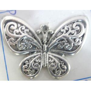 Tibetan Silver Butterfly pendant Non-Nickel, 35x25mm