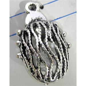 Hollow Tibetan Silver pendant, lead free and nickel free, 23x14mm