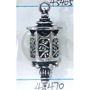 Hollow Tibetan Silver pendant, lead free and nickel free, 12x35mm