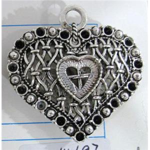 Hollow Tibetan Silver pendant, lead free and nickel free, 41x36mm