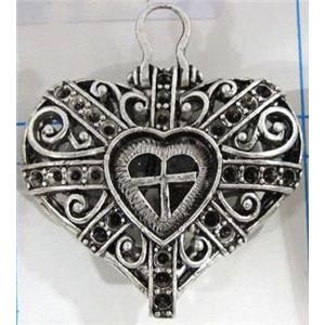 Hollow Tibetan Silver pendant, lead free and nickel free, 34x30mm