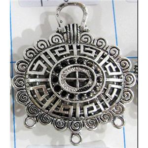 Hollow Tibetan Silver pendant, lead free and nickel free, 40x36mm