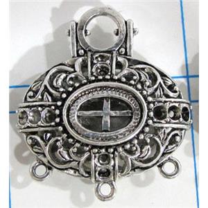 Hollow Tibetan Silver pendant, lead free and nickel free, 33x25mm