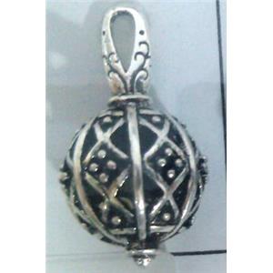 lead free and nickel free Tibetan Silver hollow pendant, approx 9mm ball