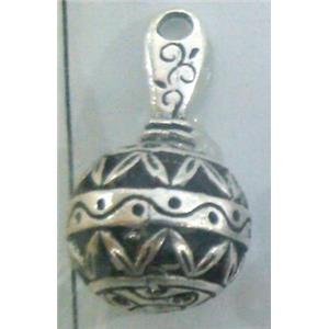 Tibetan Silver hollow pendant, lead free and nickel free, approx 11mm ball