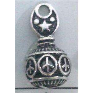 hollow Tibetan Silver Pendant, lead free and nickel free, approx 11mm ball