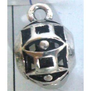 hollow, round tibetan silver hanger bead, lead free and nickel free, approx 9mm ball, 4mm hole