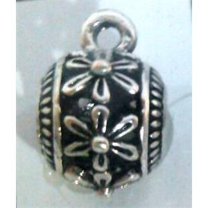 hollow, round tibetan silver hanger bead, lead free and nickel free, approx 15mm ball, 7mm hole