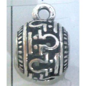 hollow, round tibetan silver hanger bead, lead free and nickel free, approx 9mm ball, 4mm hole