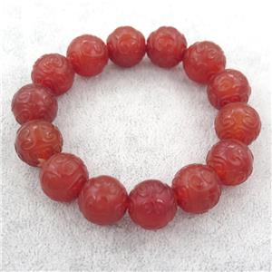 red carnelian agate bracelet, stretchy, approx 16mm
