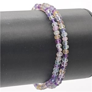 Natural Fluorite Bracelet Multicolor Faceted Rondelle Stretchy, approx 3x4mm