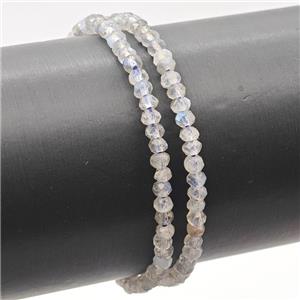 Natural Labradorite Bracelet Faceted Rondelle Stretchy, approx 3x4mm