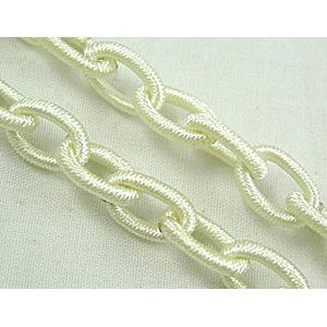 White Handmade Fabric Chains, 8x12mm, 36 inches per st.