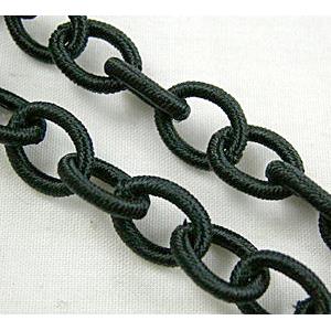 Black Handmade Fabric Rolo Chains, 8x12mm, 36 inches per st.