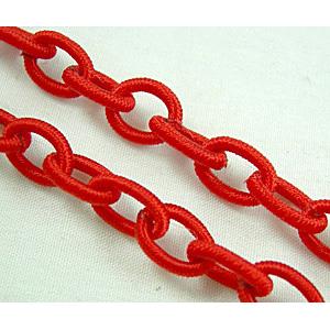 Red Handmade Fabric Chains, 8x12mm, 36 inches per st.