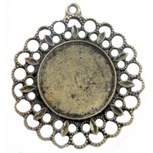 Tibetan Silver bezel tray, Lead and nickel Free, bronze, 45mm dia