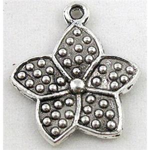 tibetan silver flower pendant, Non-Nickel, approx 18.5mm dia