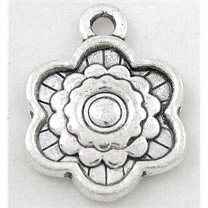 tibetan silver sunflower pendant, Non-Nickel, approx 15.5mm dia