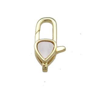 Copper Lobster Clasp Pave Shell 18K Gold, approx 10-18mm