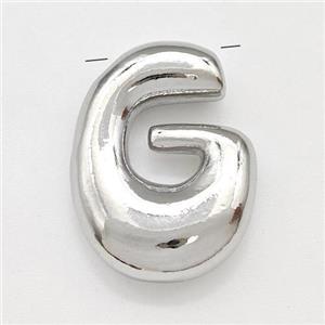 Copper Letter-G Pendant Platinum Plated, approx 15-21mm