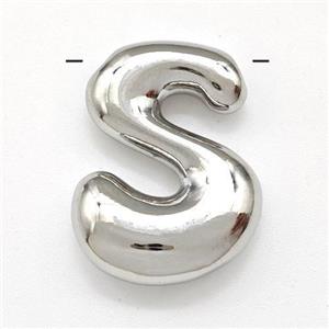 Copper Letter-S Pendant Platinum Plated, approx 15-21mm