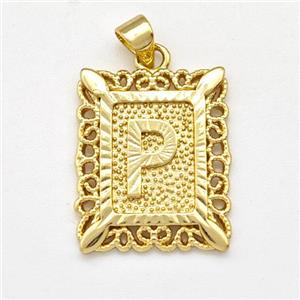 Copper Letter-P Pendant Frame Gold Plated, approx 18-21mm