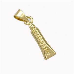 Tooth Paste Charms Copper Pendant Gold Plated, approx 5-16mm