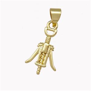 Wine Opener Charms Copper Pendant Gold Plated, approx 10-16mm