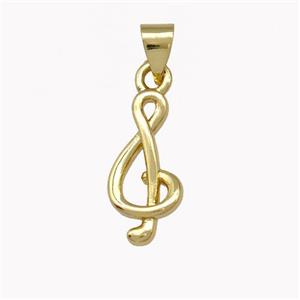 Musical Note Charms Copper Treble Clef Pendant Gold Plated, approx 8-17mm