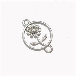 Copper Flower Connector Platinum Plated, approx 12mm