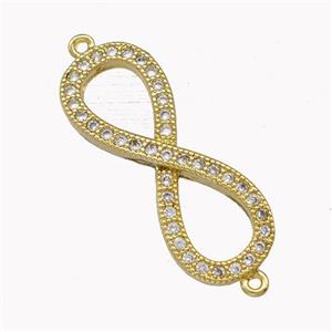 Copper Infinity Connector Pave Zirconia Gold Plated, approx 10-25mm