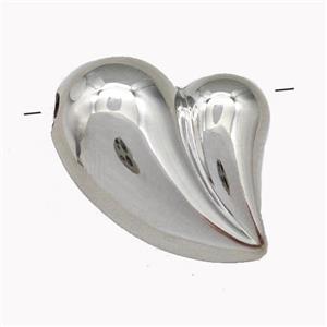 Copper Heart Beads Hollow Platinum Plated, approx 20-25mm