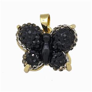Black Resin Butterfly Pendant Gold Plated, approx 13-17mm